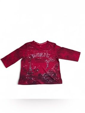 Vintage Y2K Allison Daley Paris Graphic Tee // Red Whimsigoth 3/4 Sleeve 1X